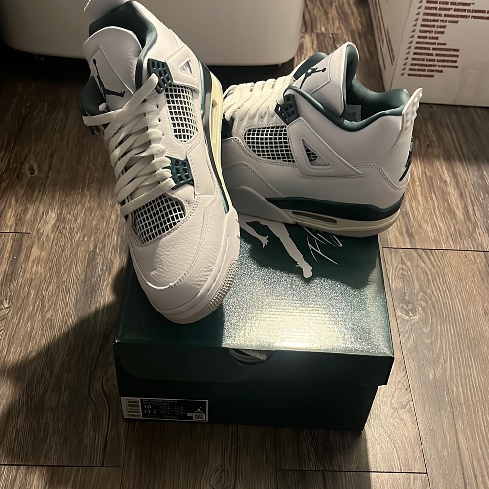 Jordan 4 Retro White and Green Men's Shoes